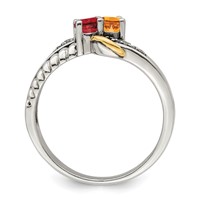 Sterling Silver Antiqued Ring with 14K 2-stone with Diamond Mother's view 3
