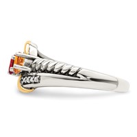 Sterling Silver Antiqued Ring with 14K 2-stone with Diamond Mother's view 4