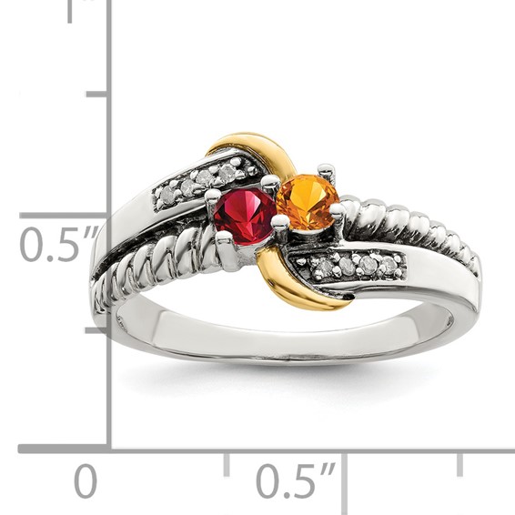 Birthstone and Diamond Mother's Ring