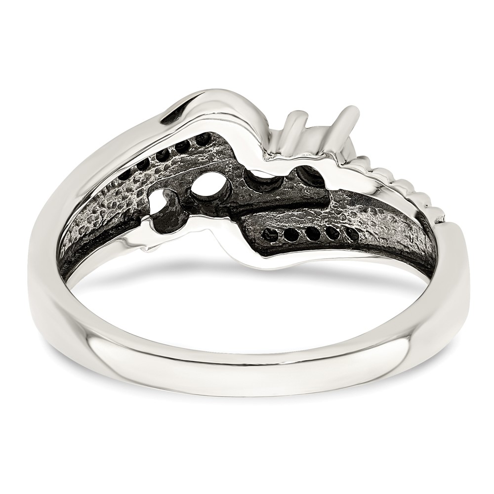 Sterling Silver Antiqued w/14k 4-stone w/Diamond Mother's Ring Semi-Mount (QMR37/4-8)