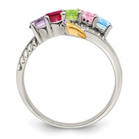 Sterling Silver Antiqued Ring with 14K 5-stone with Diamond Mother's view 3