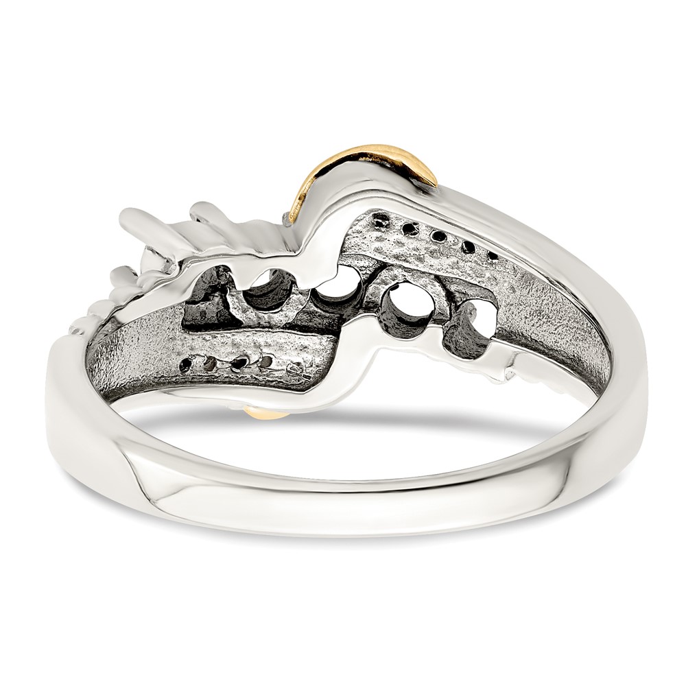 Sterling Silver Antiqued w/14k 5-stone w/Diamond Mother's Ring Semi-Mount (QMR37/5-10)