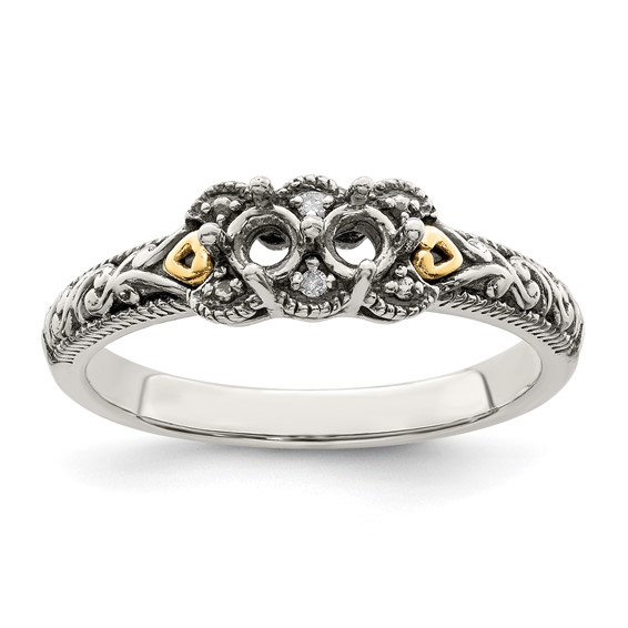 Sterling Silver and 14k Birthstone and Diamond Mother's Ring                  