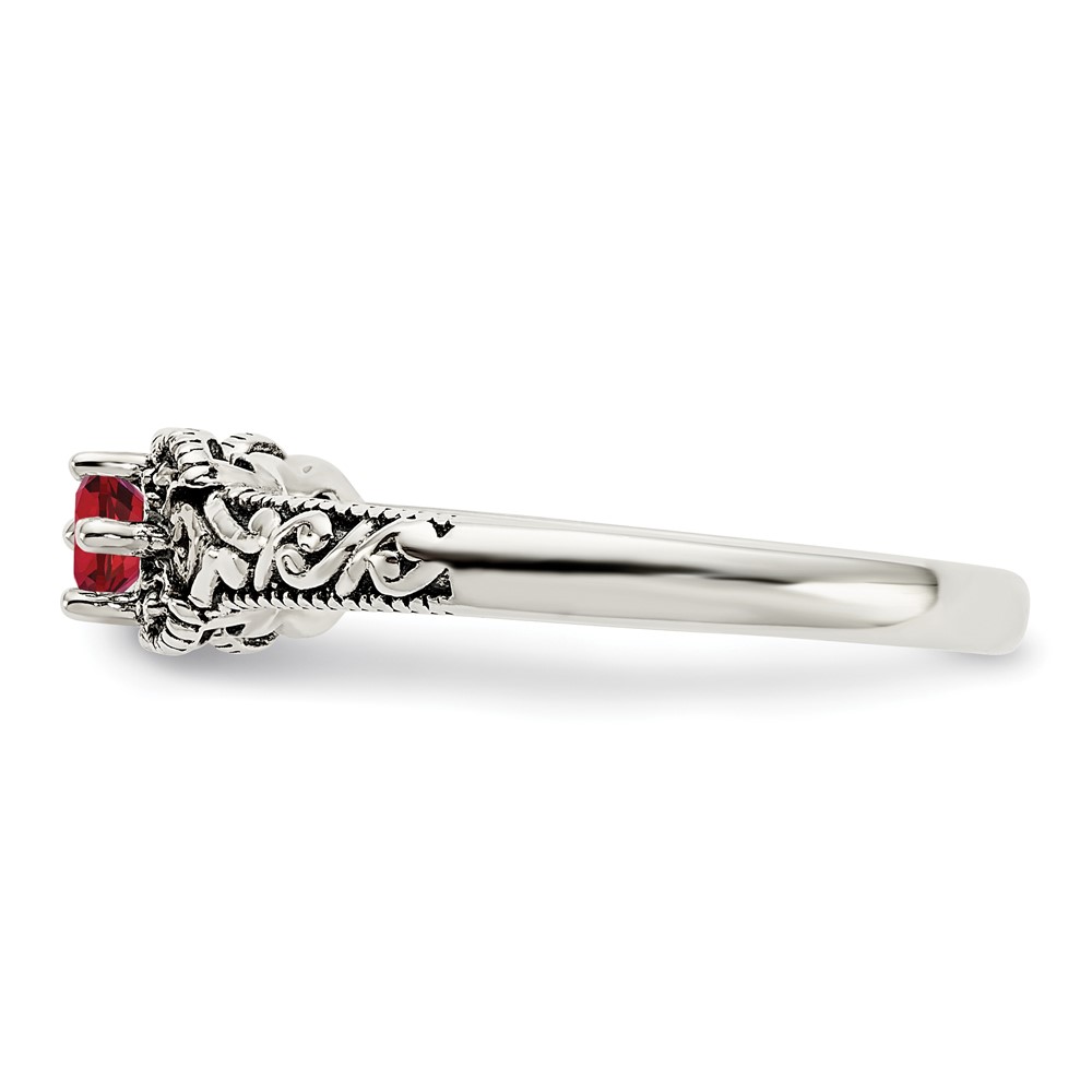 Sterling Silver Antiqued w/14k 3-stone w/Diamond Mother's Ring Semi-Mount (QMR38/3-7)