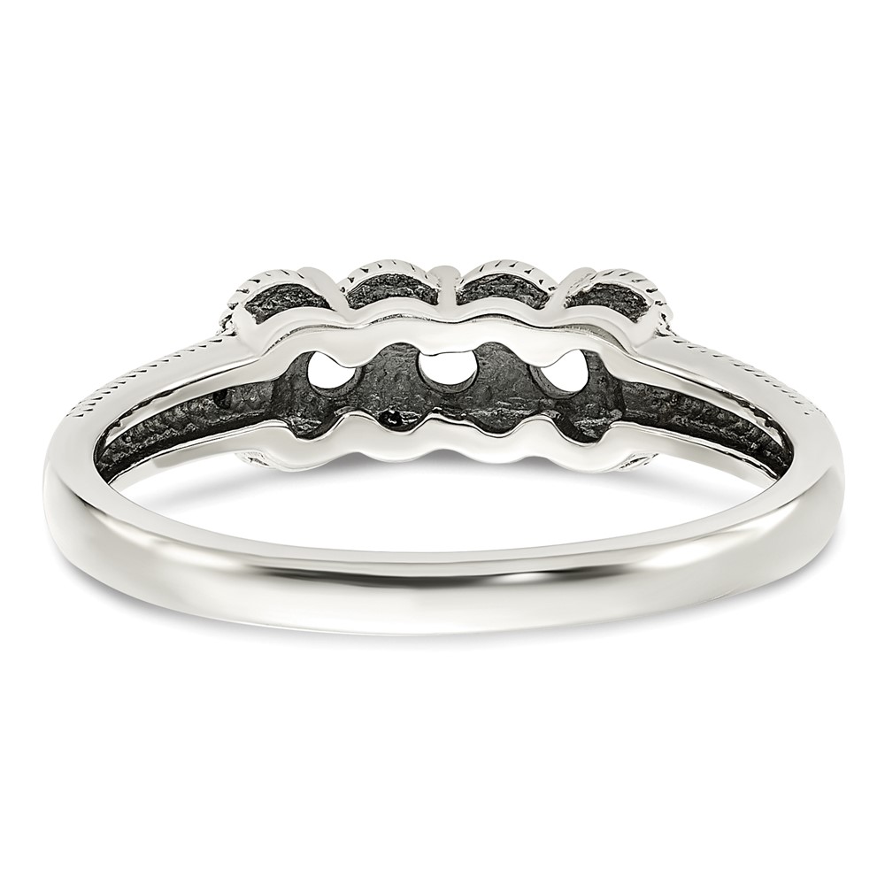 Sterling Silver Antiqued w/14k 3-stone w/Diamond Mother's Ring Semi-Mount (QMR38/3-7)