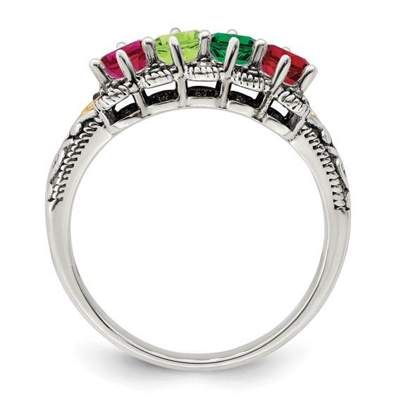 Birthstone and Diamond Mother's Ring Semi-Mount      