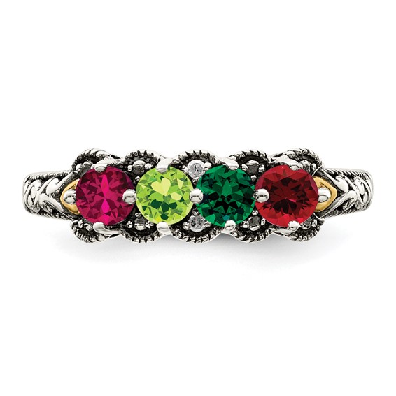 Birthstone and Diamond Mother's Ring Semi-Mount      