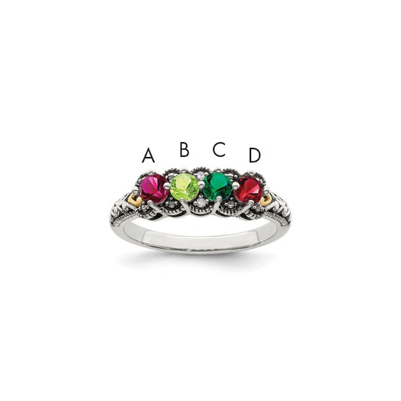 Birthstone and Diamond Mother's Ring Semi-Mount      