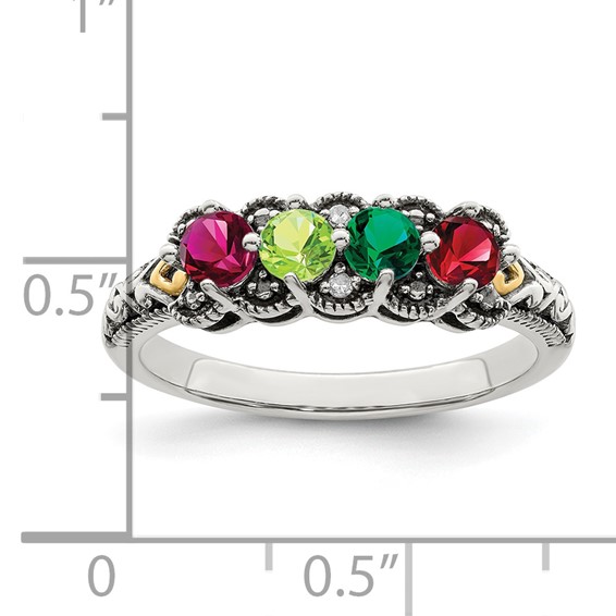 Birthstone and Diamond Mother's Ring Semi-Mount      