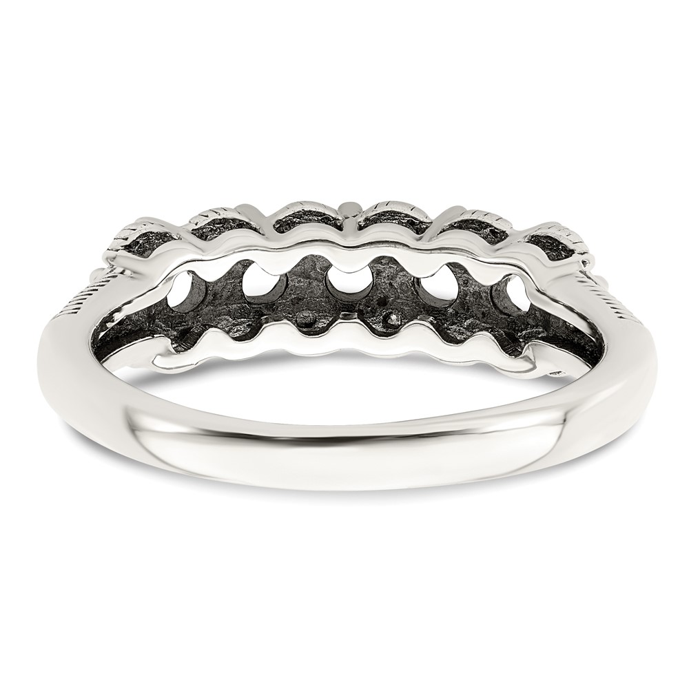 Sterling Silver Antiqued w/14k 5-stone w/Diamond Mother's Ring Semi-Mount (QMR38/5-10)