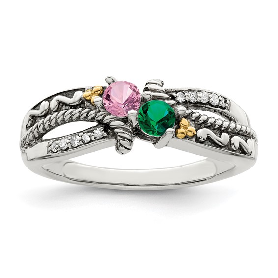 Birthstone and Diamond Mother's Ring
