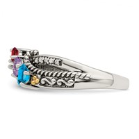 Sterling Silver Antiqued Ring with 14K 3-stone with Diamond Mother's view 3