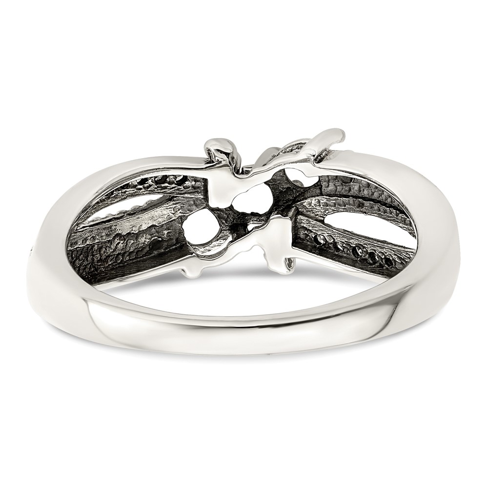 Sterling Silver Antiqued w/14k 3-stone w/Diamond Mother's Ring Semi-Mount (QMR39/3-7)