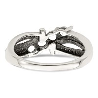 Sterling Silver Antiqued Ring with 14K 4-stone with Diamond Mother's view 5