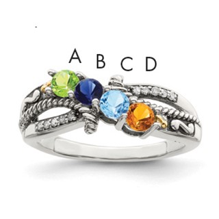 Birthstone and Diamond Mother's Ring Semi-Mount      