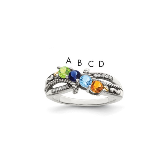 Birthstone and Diamond Mother's Ring Semi-Mount      