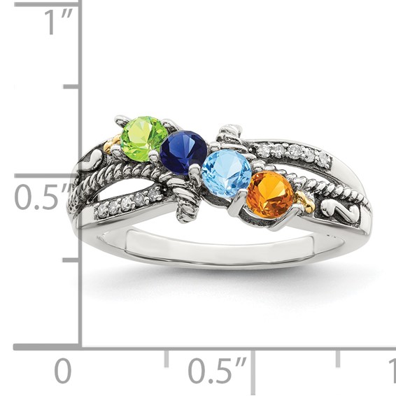 Birthstone and Diamond Mother's Ring Semi-Mount      