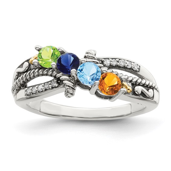 Birthstone and Diamond Mother's Ring Semi-Mount      