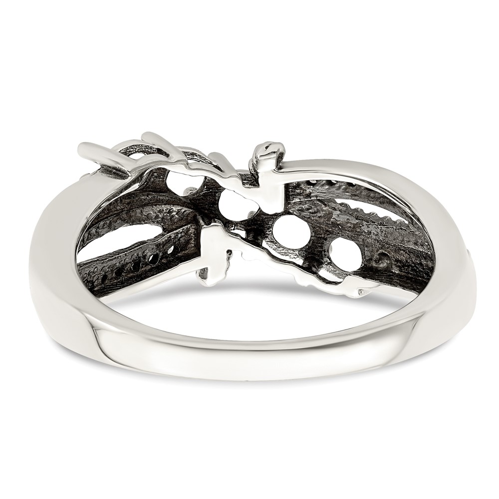 Sterling Silver Antiqued w/14k 5-stone w/Diamond Mother's Ring Semi-Mount (QMR39/5-7)