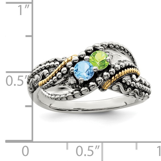 Sterling Silver and 14k Birthstone and Diamond Mother's Ring                
