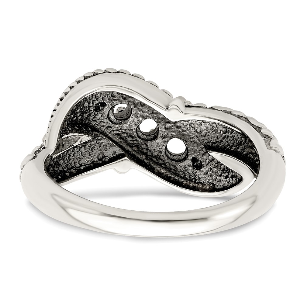 Sterling Silver Antiqued w/14k 3-stone w/Diamond Mother's Ring Semi-Mount (QMR40/3-8)