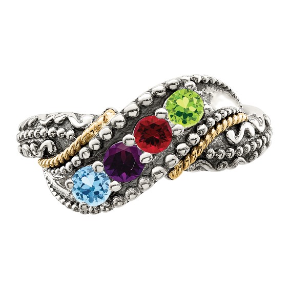 Birthstone and Diamond Mother's Ring Semi-Mount      