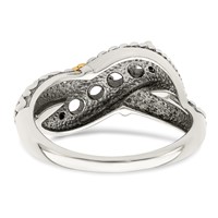 Sterling Silver Antiqued Ring with 14K 4-stone with Diamond Mother's view 5