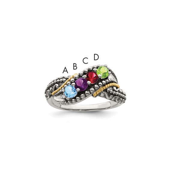 Birthstone and Diamond Mother's Ring Semi-Mount      