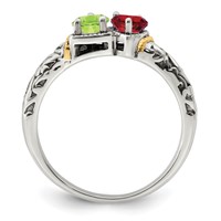 Sterling Silver Antiqued Ring with 14K 2-stone Mother's view 3