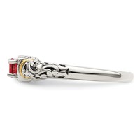 Sterling Silver Antiqued Ring with 14K 2-stone Mother's view 4