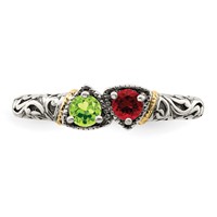 Sterling Silver Antiqued Ring with 14K 2-stone Mother's view 5