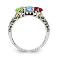 Sterling Silver Antiqued Ring with 14K 3-stone Mother's view 3