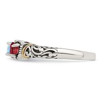 Sterling Silver Antiqued Ring with 14K 3-stone Mother's view 3