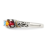 Sterling Silver Antiqued Ring with 14K 4-stone Mother's view 4