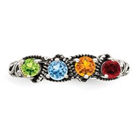 Sterling Silver Antiqued Ring with 14K 4-stone Mother's view 5
