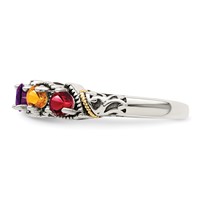 Sterling Silver Antiqued Ring with 14K 5-stone Mother's view 4