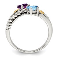 Sterling Silver Antiqued Ring with 14K 2-stone Mother's view 3