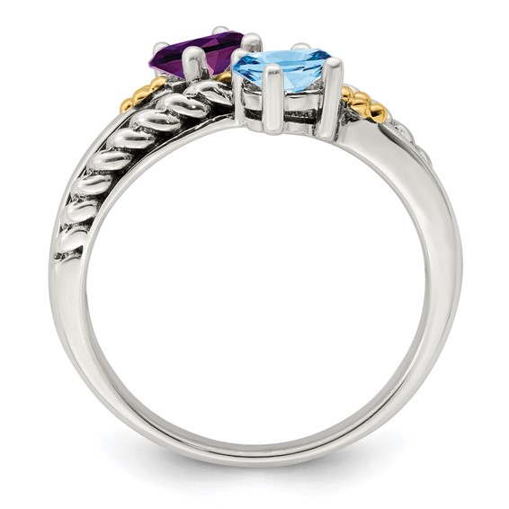 Sterling Silver and 14k Birthstone Mother's Ring