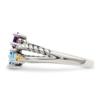 Sterling Silver Antiqued Ring with 14K 2-stone Mother's view 4