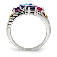 Sterling Silver Antiqued Ring with 14K 5-stone Mother's view 3