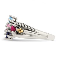 Sterling Silver Antiqued Ring with 14K 5-stone Mother's view 4