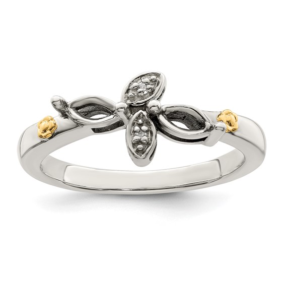 Sterling Silver and 14k Birthstone and Diamond Mother's Ring