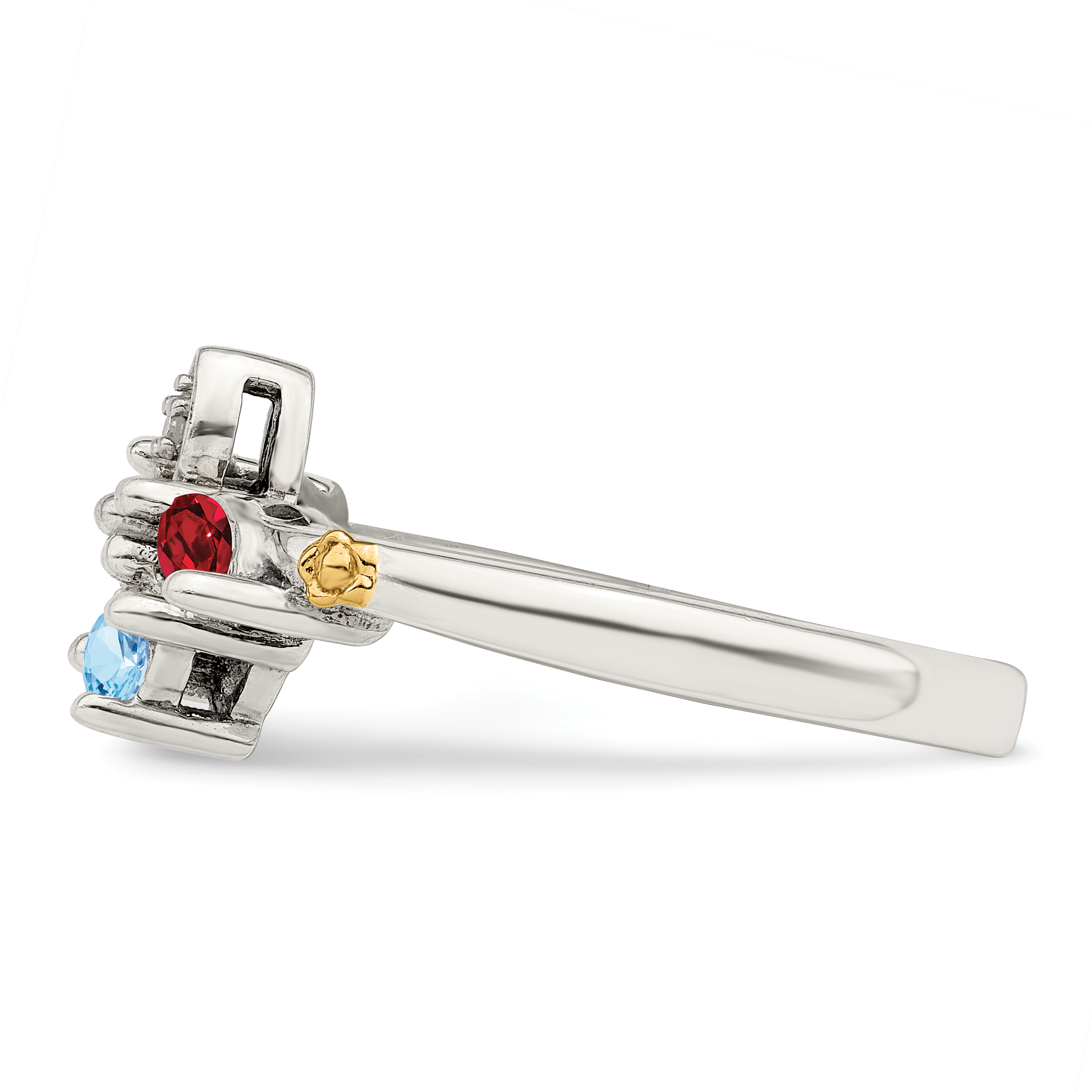 Silber Antik mit 14k 3 Stein mit Diamant Mutterring Halbmontierung QMR45/3 - Bild 8 von 15