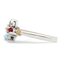 Sterling Silver Antiqued Ring with 14K 3-stone with Diamond Mother's view 4