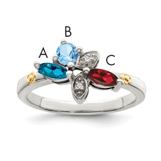 Birthstone and Diamond Mother's Ring Semi-Mount      