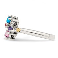 Sterling Silver Antiqued Ring with 14K 4-stone with Diamond Mother's view 4