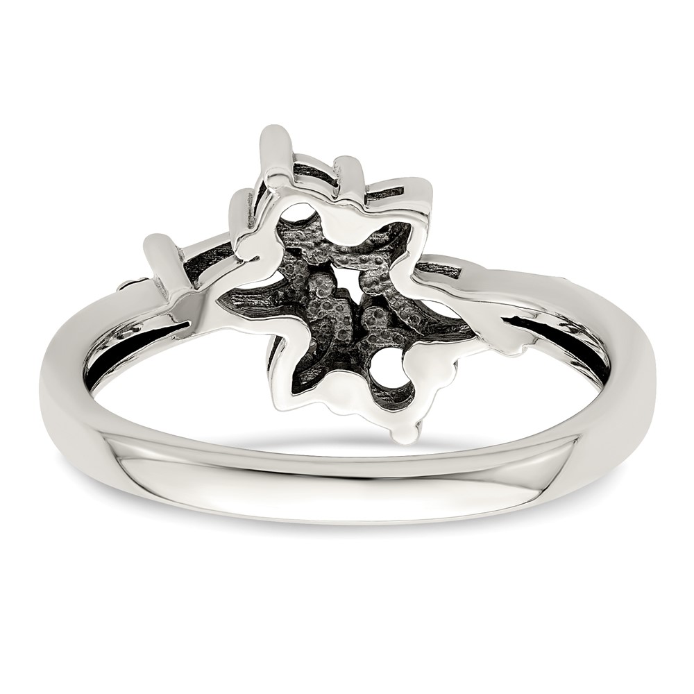 Sterling Silver Antiqued w/14k 4-stone w/Diamond Mother's Ring Semi-Mount (QMR45/4-10)