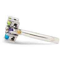 Sterling Silver Antiqued Ring with 14K 5-stone with Diamond Mother's view 4