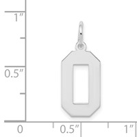 Sterling Silver Rhodium-plated Polished Number 0 Charm view 3