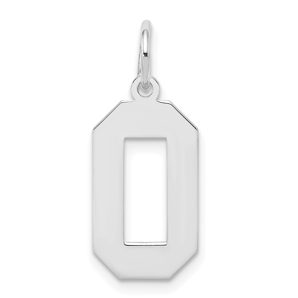 Sterling Silver Rhodium-plated Polished Number 0 Charm